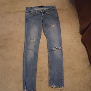 Levi's too super-low 524 distressed jeans